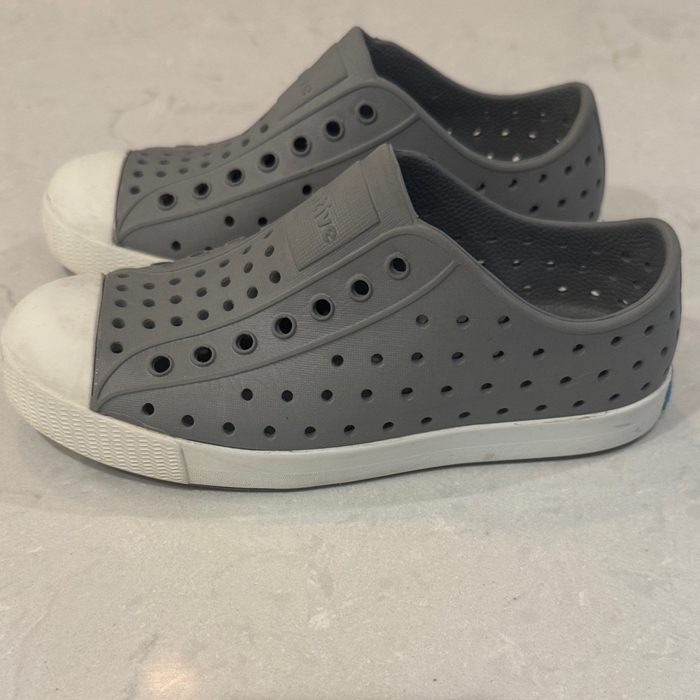 Native Charcoal Slip-On Shoes with Ivory Soles Size 1 J